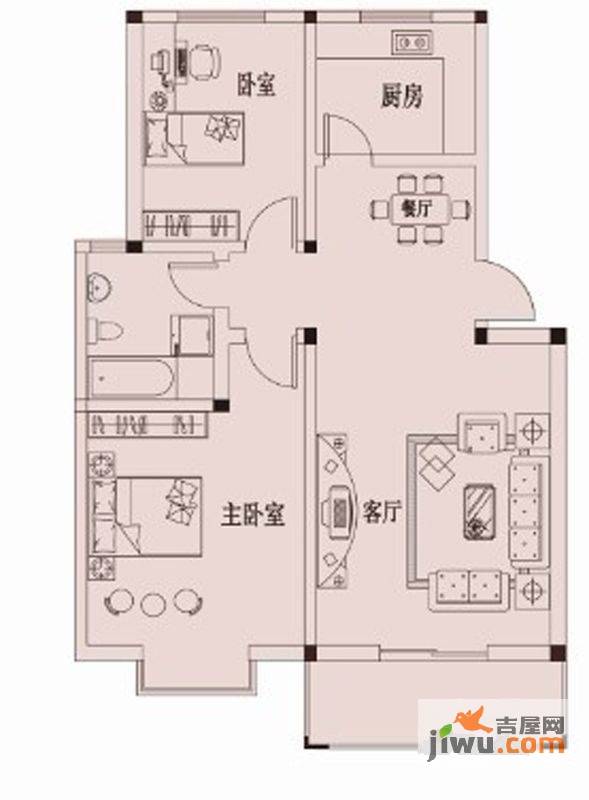 卧龙山庄3室2厅1卫94.5㎡户型图