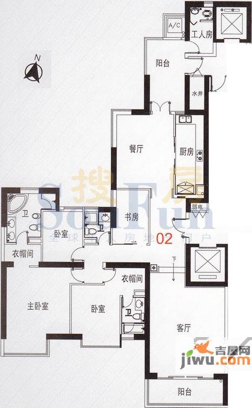 粤海丽江花园4室2厅3卫215㎡户型图