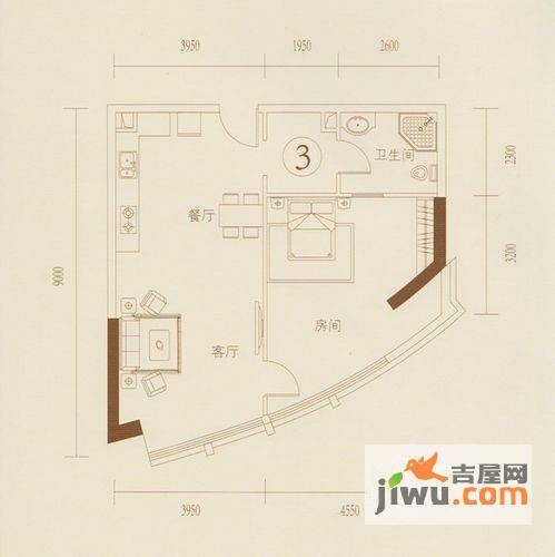 和丰大厦1室1厅1卫86.3㎡户型图