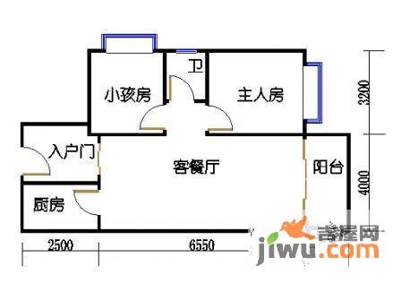 珠江怡景湾2室2厅1卫户型图