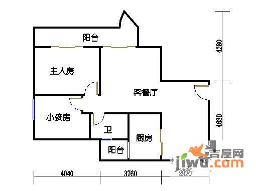 珠江怡景湾2室2厅1卫户型图