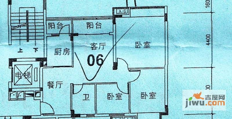 富业苑3室2厅1卫87.6㎡户型图