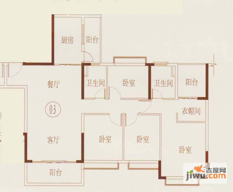 恒大山水城4室2厅2卫149.1㎡户型图