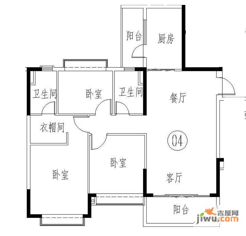 恒大山水城3室2厅2卫147.3㎡户型图