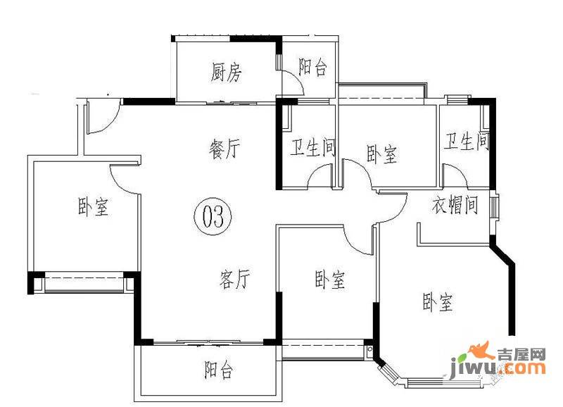 恒大山水城4室2厅2卫142.3㎡户型图