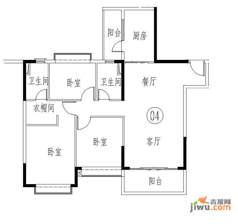 恒大山水城3室2厅2卫130.6㎡户型图