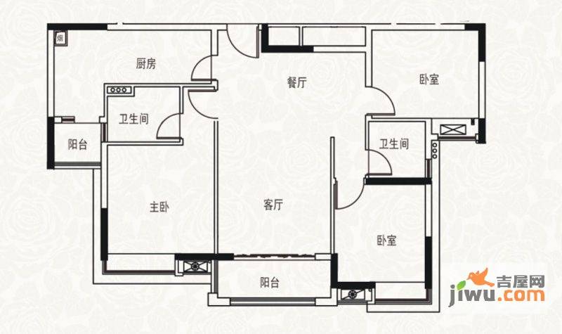 保利香槟国际3室2厅2卫105㎡户型图