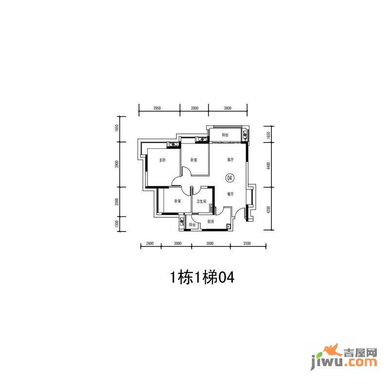 保利香槟国际3室2厅1卫87㎡户型图