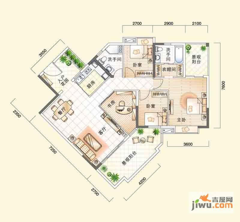 好美嘉园4室2厅2卫135㎡户型图