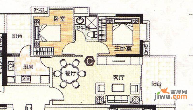 西湾阳光2室2厅0卫85.7㎡户型图