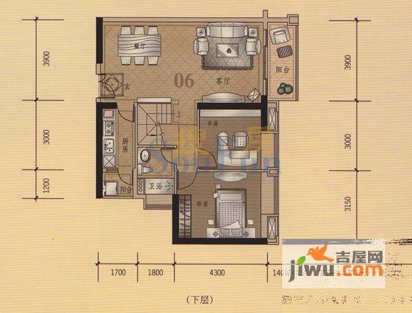 元邦明月星辉4室2厅2卫99㎡户型图