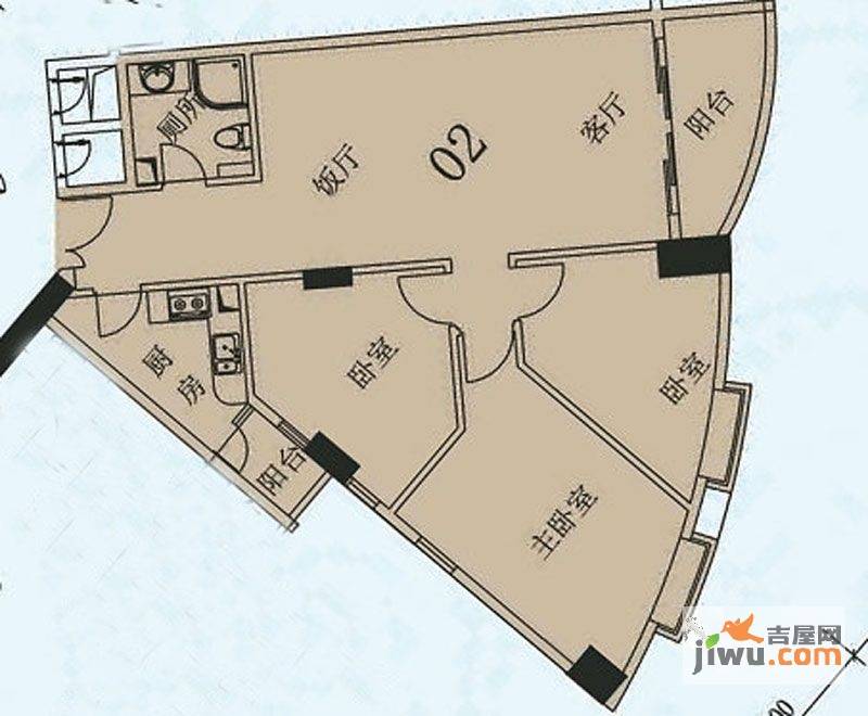 荔景华庭3室2厅2卫110.8㎡户型图