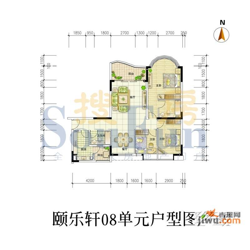 颐景华苑3室2厅0卫116㎡户型图