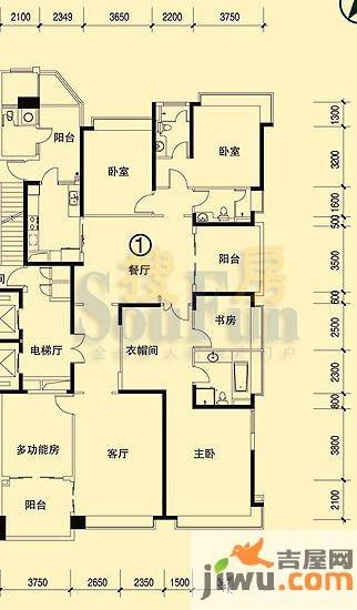 恒大绿洲5室2厅3卫293.7㎡户型图