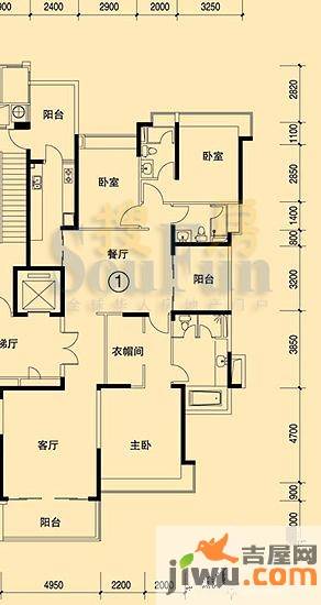 恒大绿洲3室2厅3卫206.5㎡户型图