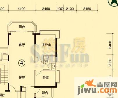 恒大绿洲2室2厅1卫85.8㎡户型图