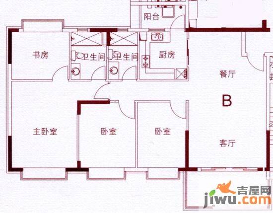 恒大山水城3室2厅2卫140.4㎡户型图