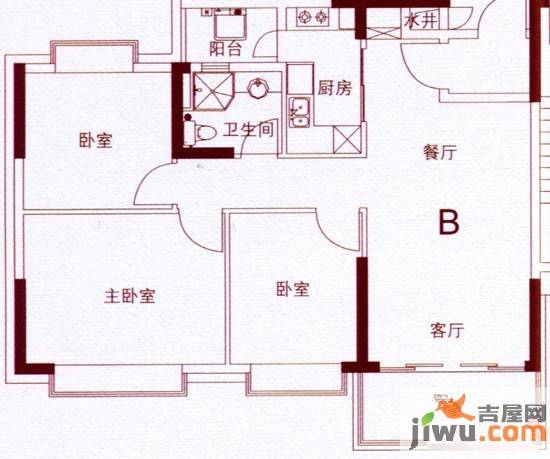 恒大山水城3室2厅1卫100.6㎡户型图