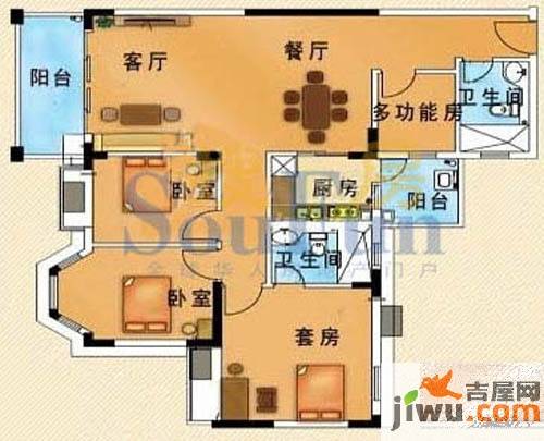 锦绣新天地3室2厅2卫户型图