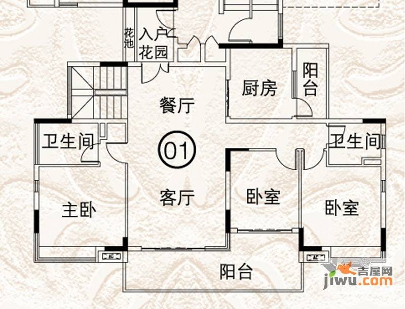 越秀逸泉韵翠3室2厅2卫143.8㎡户型图