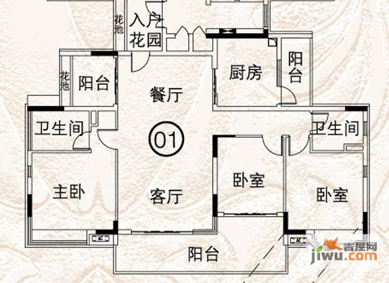 越秀逸泉韵翠3室2厅2卫139.4㎡户型图