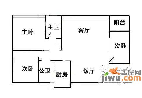 骏景花园3室2厅2卫105㎡户型图