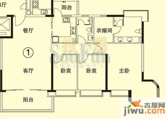 恒大绿洲3室2厅2卫148.4㎡户型图