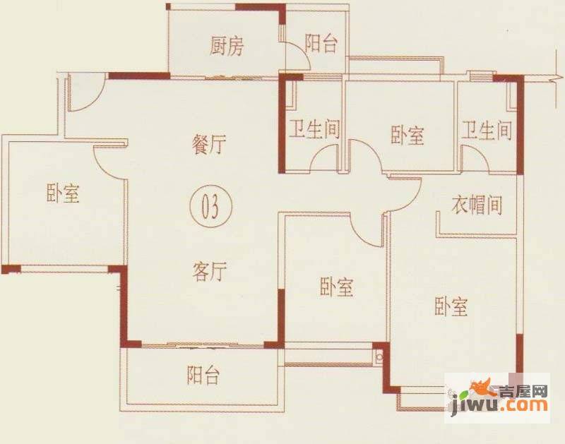 恒大山水城4室2厅2卫140.3㎡户型图