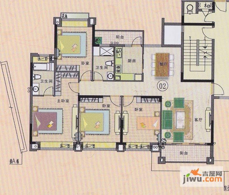 元邦明月金岸4室2厅2卫161.6㎡户型图