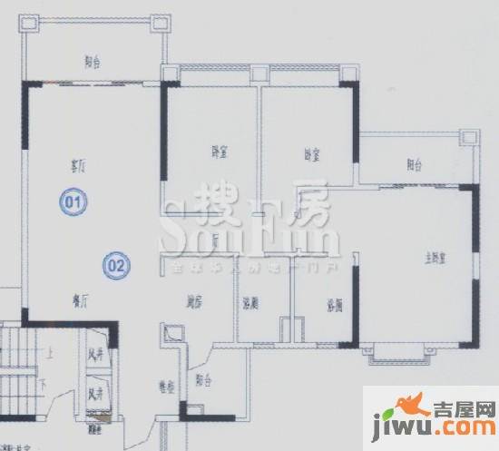 锦绣新天地2室2厅2卫129.4㎡户型图