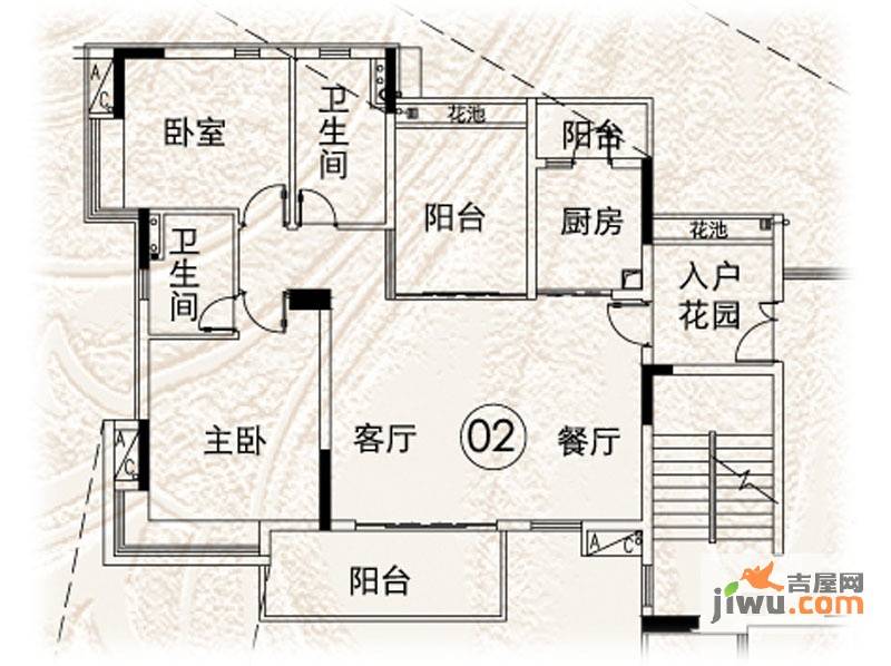 越秀逸泉韵翠2室2厅1卫110.1㎡户型图