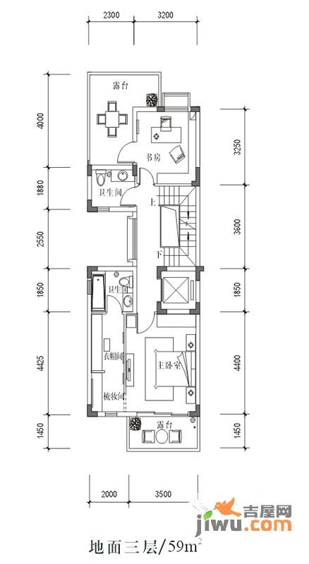 龙光香悦山2室0厅2卫59㎡户型图