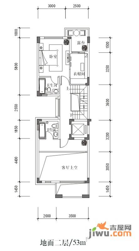 龙光香悦山1室0厅2卫53㎡户型图