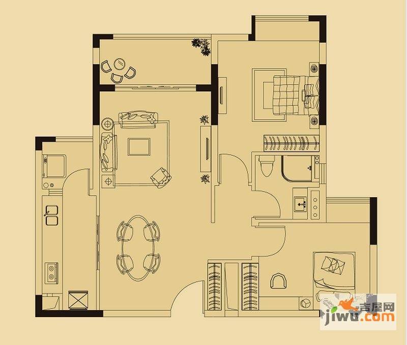 兰亭荟2室2厅1卫82㎡户型图