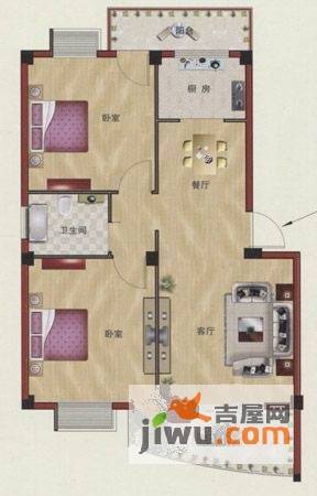 兴凯祥瑞2室2厅1卫87㎡户型图