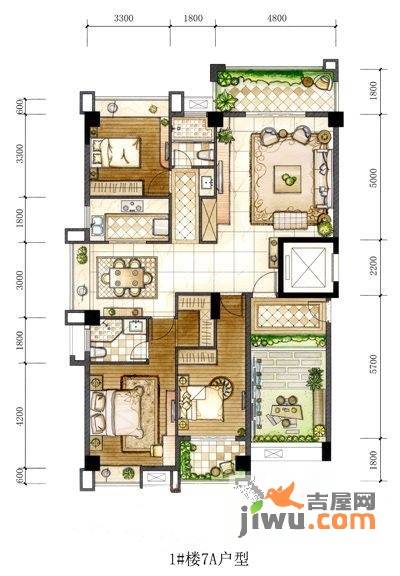 尊府3室2厅2卫139㎡户型图