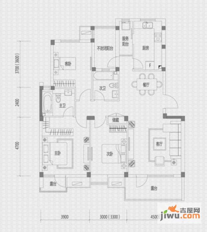 吉宝季景沁园3室2厅2卫138㎡户型图