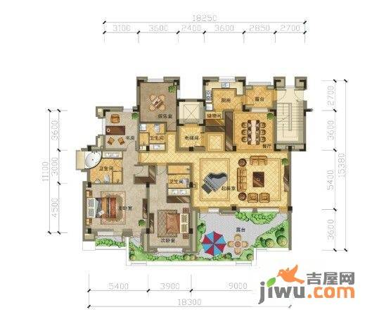 崇山墅3室2厅3卫229.7㎡户型图