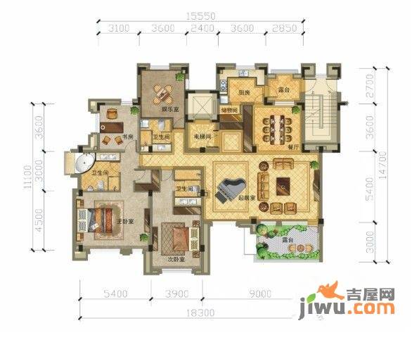 崇山墅3室2厅3卫229.7㎡户型图