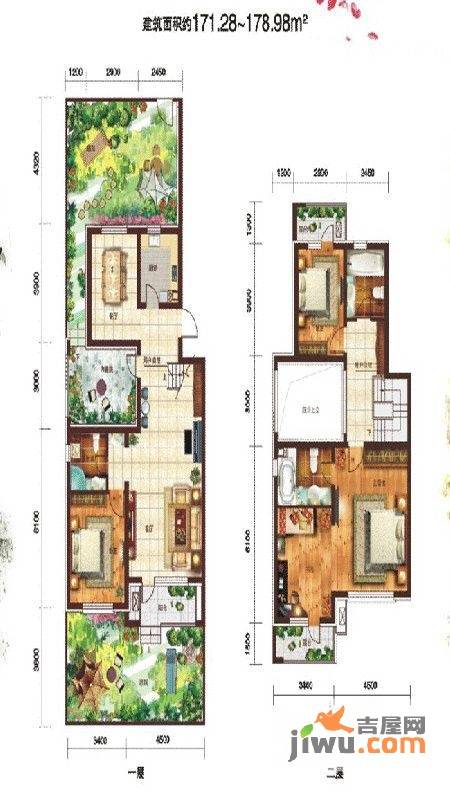 城建逸品假日5室3厅3卫171.3㎡户型图