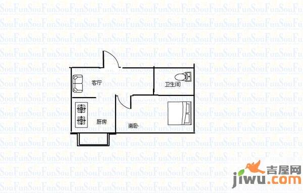 漾日华庭1室1厅1卫42㎡户型图