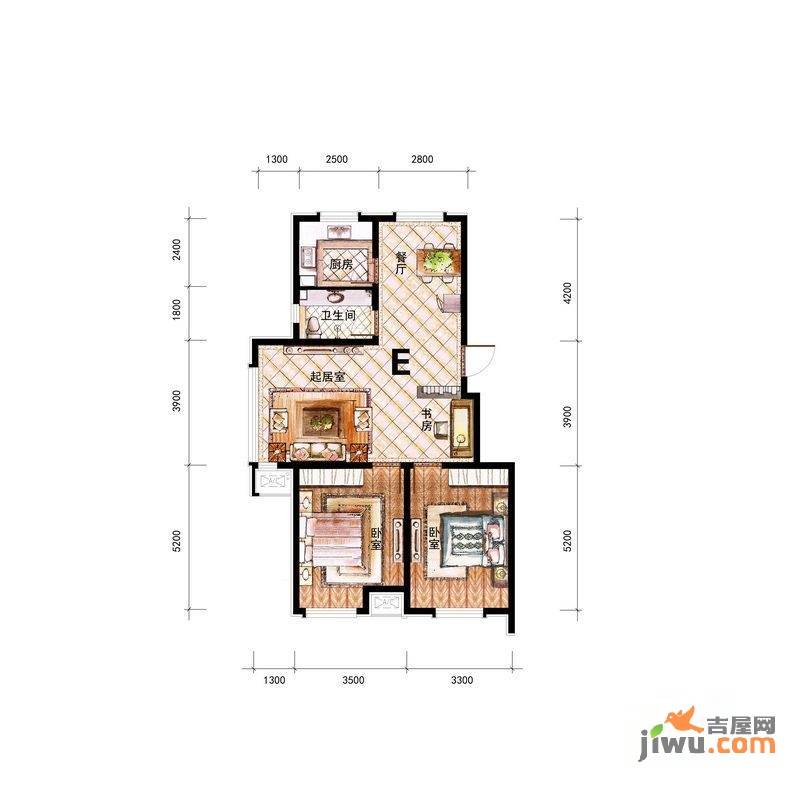 鑫丰雍景豪城3室2厅1卫81.8㎡户型图