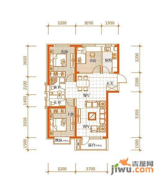 华府丹郡悦湖3室2厅2卫112㎡户型图