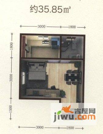 富润阳光1室1厅1卫35.9㎡户型图