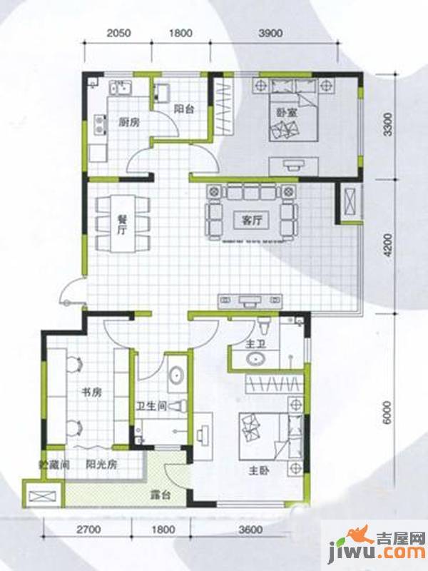 保利心语花园3室2厅2卫126.2㎡户型图