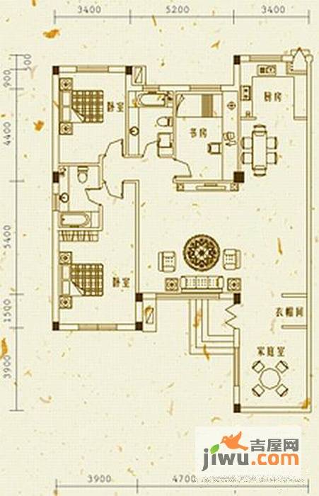 米拉晶典3室2厅1卫159㎡户型图