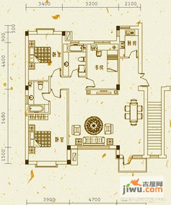 米拉晶典3室2厅1卫135㎡户型图