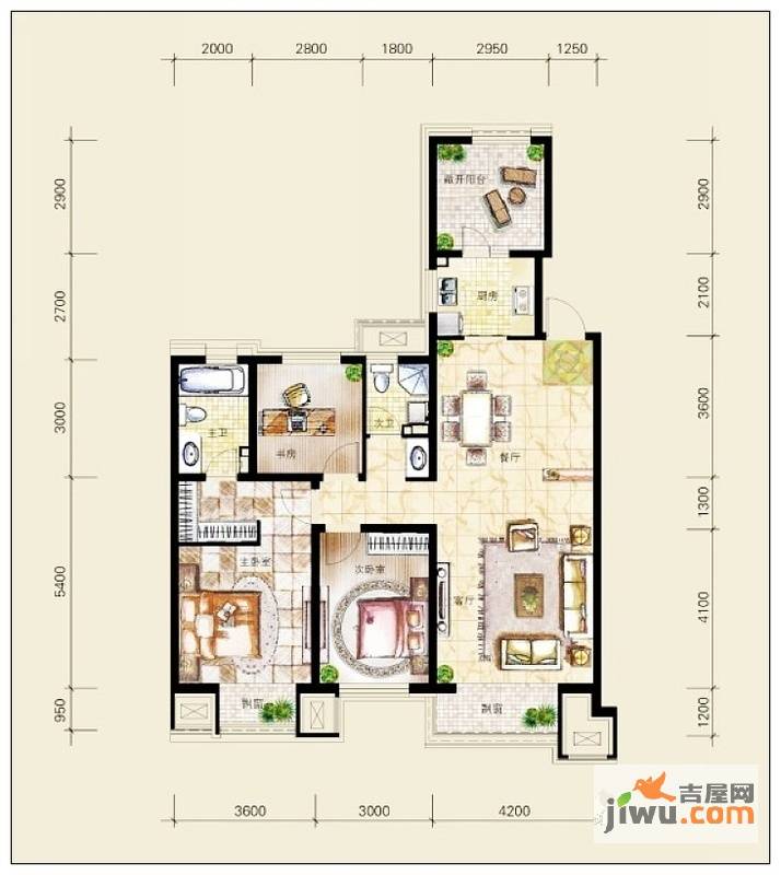 金地滨河国际社区3室2厅2卫140㎡户型图