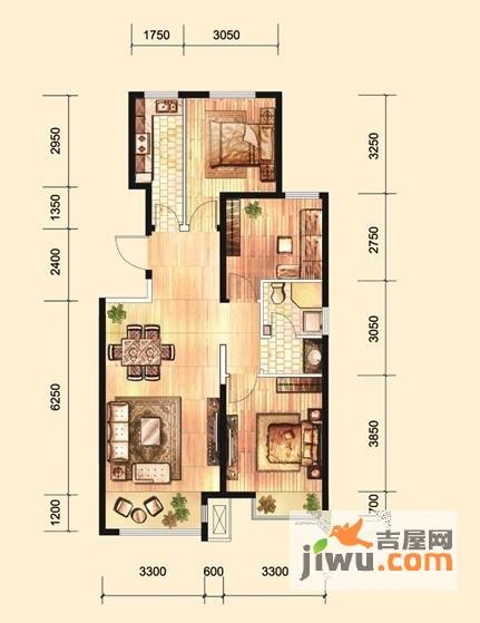 电建地产海赋外滩3室2厅1卫110㎡户型图