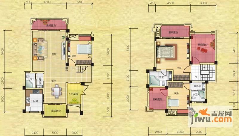 都江逸家3室2厅3卫137㎡户型图